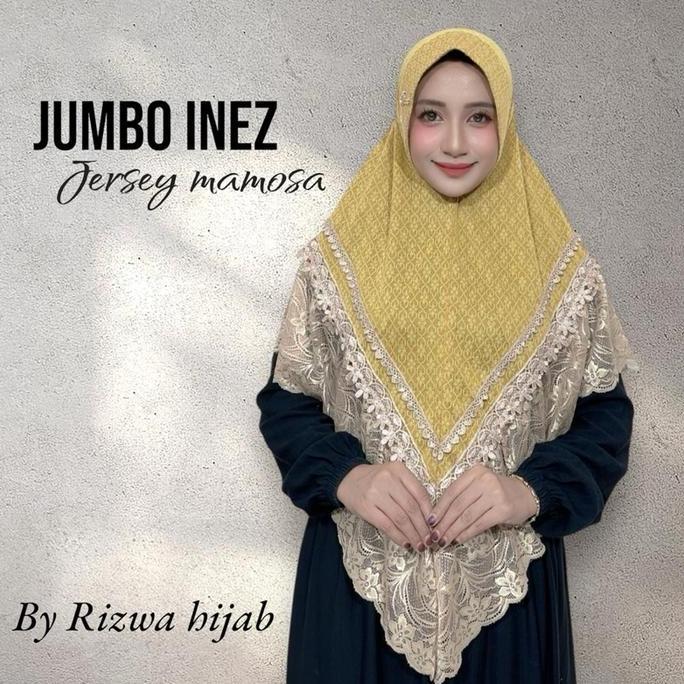 Terpopuler- Hijab Instan Inez Renda Jumbo Jersey Mamosa Pad Sabit By Rizwa Hijab Wanita Muslim Kerud