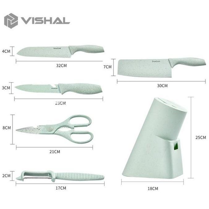 Lansungkirim- Vishal Pisau Set 7 In 1 Kitchen Knife Set
