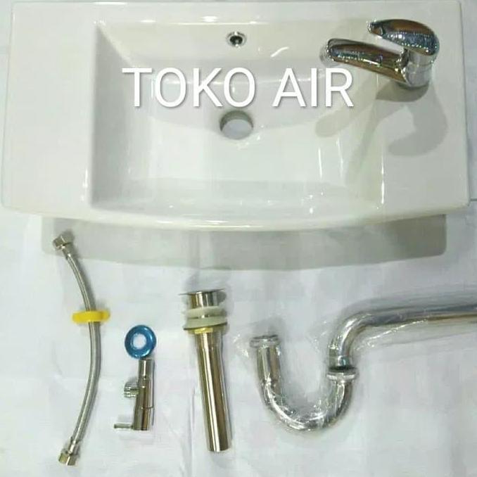 Serbaledeng- Paket Wastafel Toto Lw 248 Jt 1 Lengkap Pembuangan Model Pencet