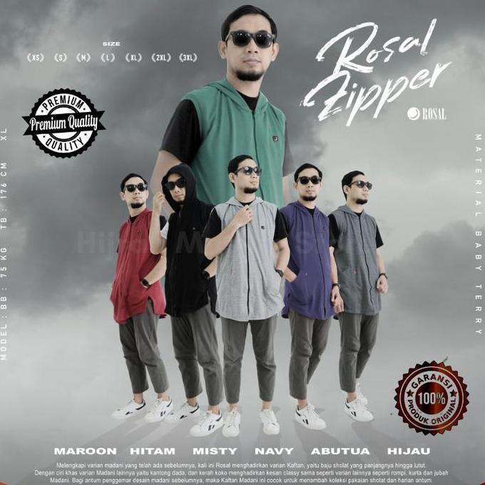 Murah Rosal Baju Muslim Pria Rompi Sholat Koko Kurta Pakistan Hoodie Zipper Bahan Katun Baby Terry
