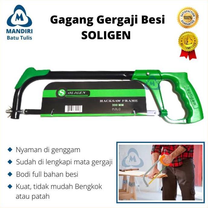 Alatlengkap- Gagang Gergaji Besi Soligen Tebal - Hacksaw Frame + Mata Gergaji Besi