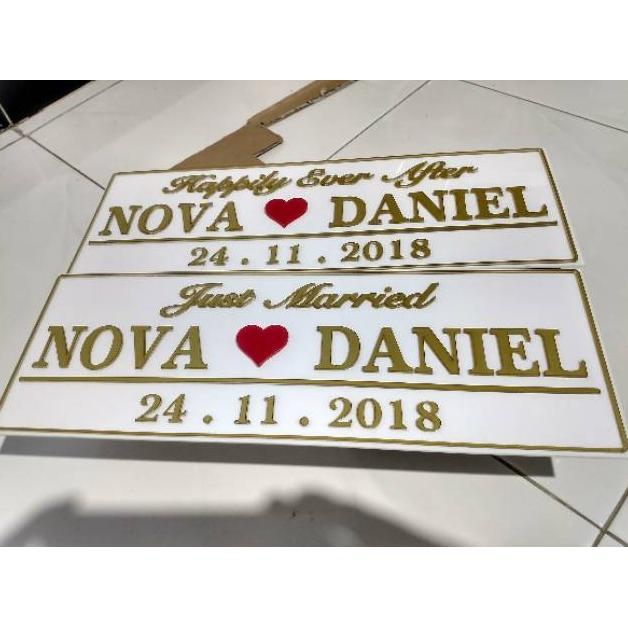 Plat mobil pengantin wedding / Plat mobil pernikahan custom / Plat acrylic custom