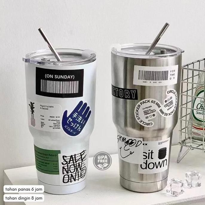 Tumblr Stainless Steel/900ml Sedotan Cangkir/Boto Minum Kopi Sedotan/Stainless Steel Tumblr Coffee