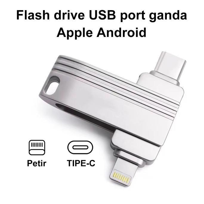 TYPE-C Flashdisk OTG 64GB Kecepatan Tinggi, Driver Flash Logam USB 32GB 64GB  512GB  1TB  , USB Flas