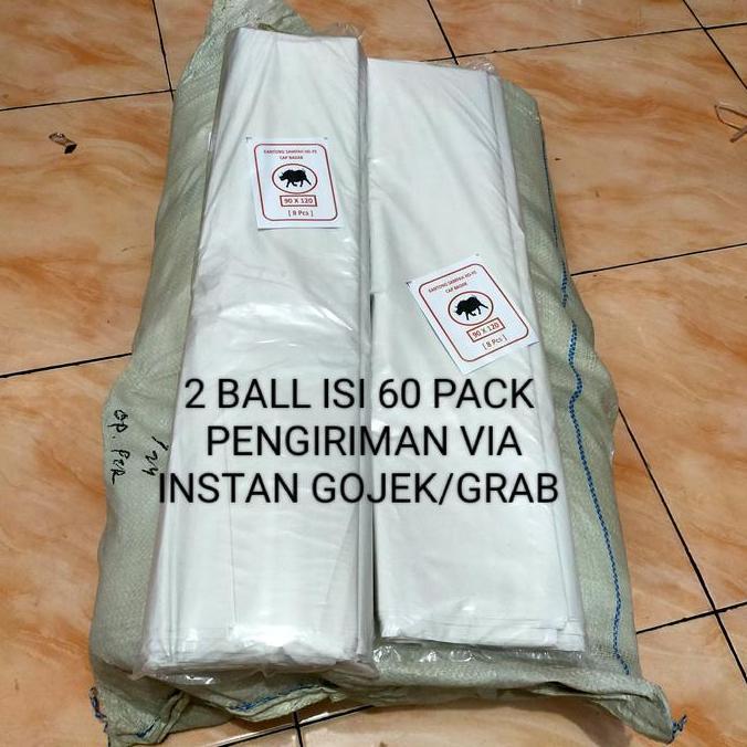 plastik sampah putih susu UK 90x120  TRASH BAG KANTONG PLASTIK ( 2 BALL ISI 60 PACK)