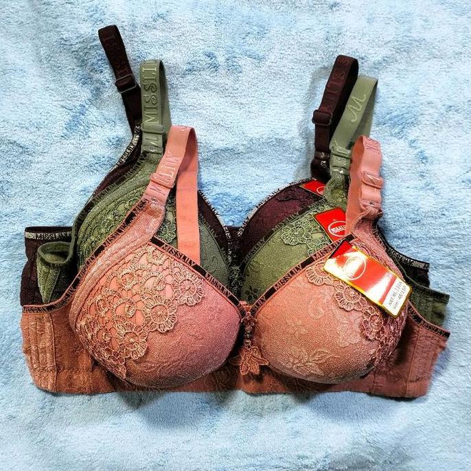 { 3 PCS } BH JUMBO MISSLILY ML 110A CUP C Model Brokat Cup Besar Tanpa Kawat Size 38-48