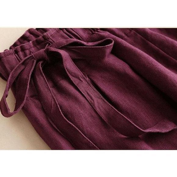 celana kulot tali serut samping/celana kulot bahan 100%katun rami premium/celana kulot high wais Kar