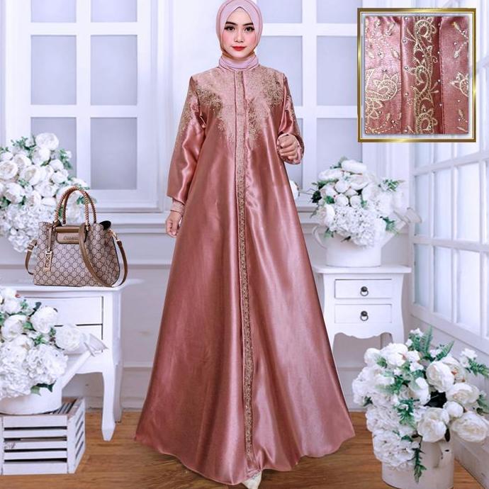 Gamis Satin Cristal // Gamis Bordir Terbaru // Gamis Lebaran Mewah