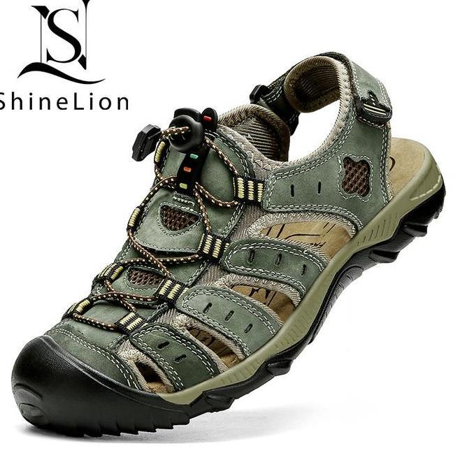 Kp2026 Sandal Kulit Pria Tapak Karet Tebal Ringan Sandal Pria Gunung Trendy Outdoor Pantai Sepatu Sa