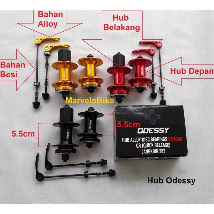 Hub Sepeda Odessy 32 Hole Bearing Alloy - Red / Gold