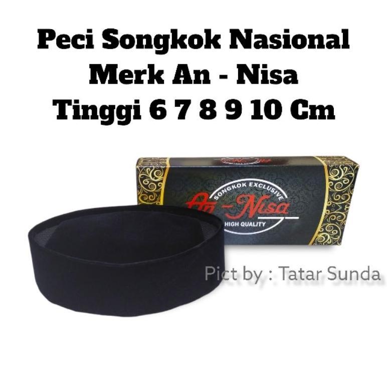 Peci Dewasa Peci Hitam Kopiah Songkok An Nisa Tinggi 6 7 8 9 10 Cm Hitam Polos Motif Ac Full Ac Blud