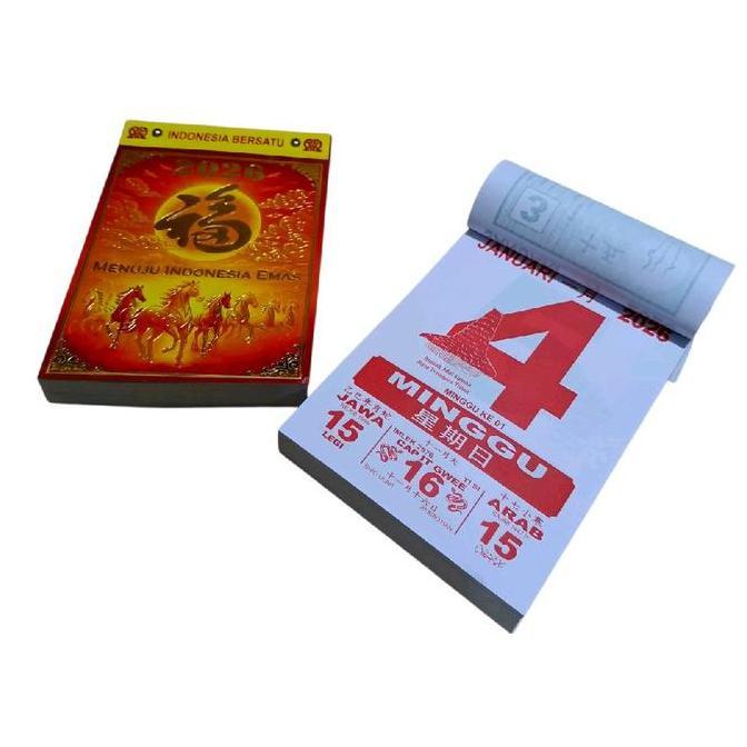 Organix- Kalender Harian Medium 2026 Dilengkapi Tanggalan Arab, Jawa, Dan Mandarin - Merah, Kalender