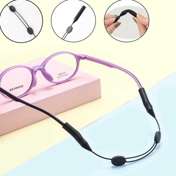 Terpopuler- Tali Strap Pengikat Kacamata Olahraga Safety Sport Holder - Hitam