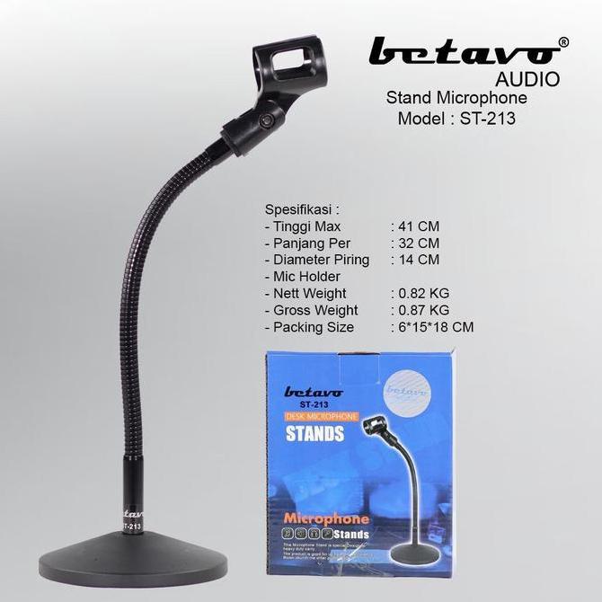 Stand Mic Meja Betavo St 213 Spiral Full Besi Stand Mic Top