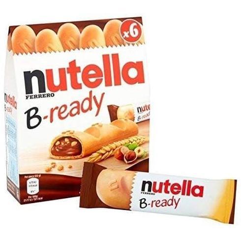 Nutella B-Ready Box Chocolate/Nutella Wafer 132 GR - Isi 6pcs, Original Creamy Spread, No Artificial
