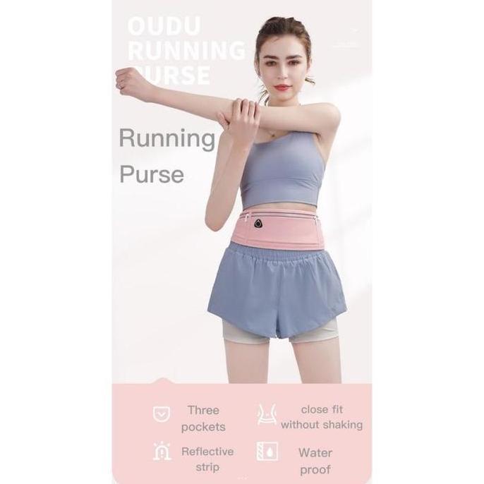 Gasyuuk- Tas Pinggang Lari Tas Pinggang Tas Lari Unisex Slim Belt Fanny Pack Kebugaran Pinggang Kant