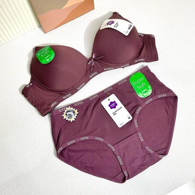 Bahanlembut- Bra Bh Set + Cd Setelan Sorex Wanita Tanpa Kawat Berbusa 34-40