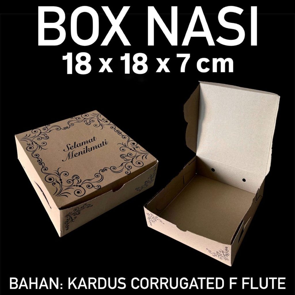(MIN ORDER 50 PCS) BOX CATERING 18x18 F FLUTE BATIK COKLAT / DUS NASI / KOTAK CETERING