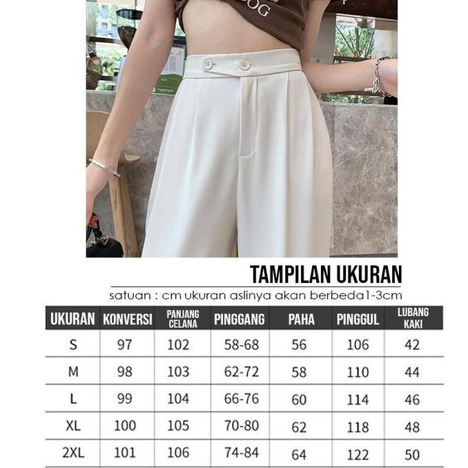 Yurima- Tino Cjwp-H987 Pants Kulot Celana Kancing Hw Cullote Pants Highwaist Wanita Kulot Karet Casu
