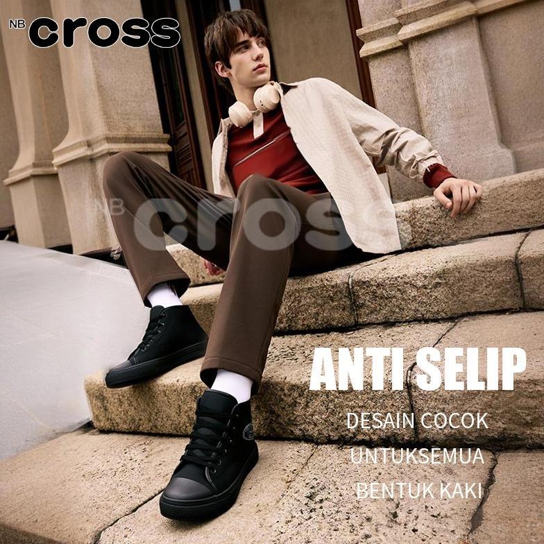 BEST SELLER` NBCROSS Sepatu Sneakers Pria Wanita Kekinian Korea Casual | Sepatu Cowok Sekolah Hitam 
