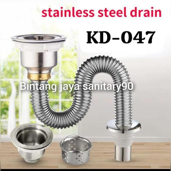 Afur bcp selang Stainless/afur pembuangan bak cuci piring Stainless