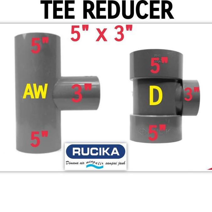 Tee 5 x 3 inch D / AW RUCIKA Verlop tee 5" x 3" inch Reducer Tee Vlok Flok Tee 5x3
