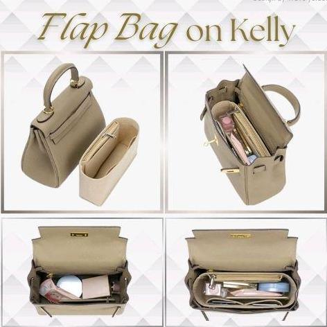 Lansungkirim- Flap Bag Micro Organizer With Side Zipper/ Dual In Bag Insert Bag In Bag