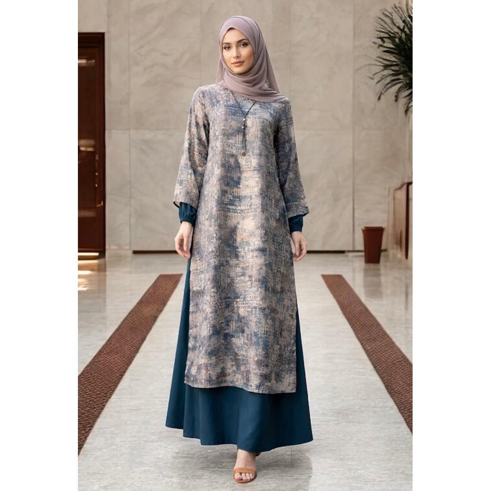 Gamis Malaysia Motif - Dress Muslim Terbaru - Gamis Motif Elegan - Baju Muslim Moderen - Gamis Malay