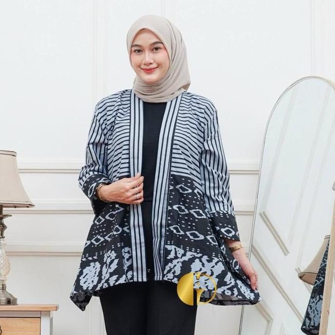 Topyoux- Keishan.Id - Outer Sakura Batik Polimikro Kondangan Seragam Kerja / Formee Outfit / Lengan 