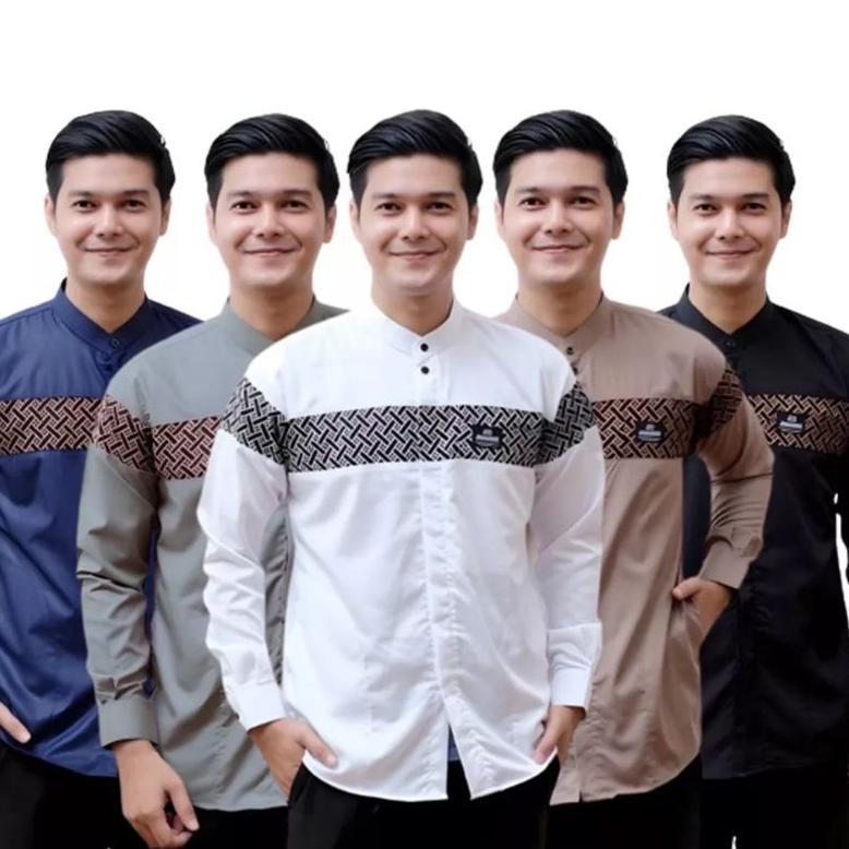 Big Promo Cuci Gudang... Baju Koko Pria Dewasa Lengan Panjang Motif Kobata Qynang Kombinasi Batik Te