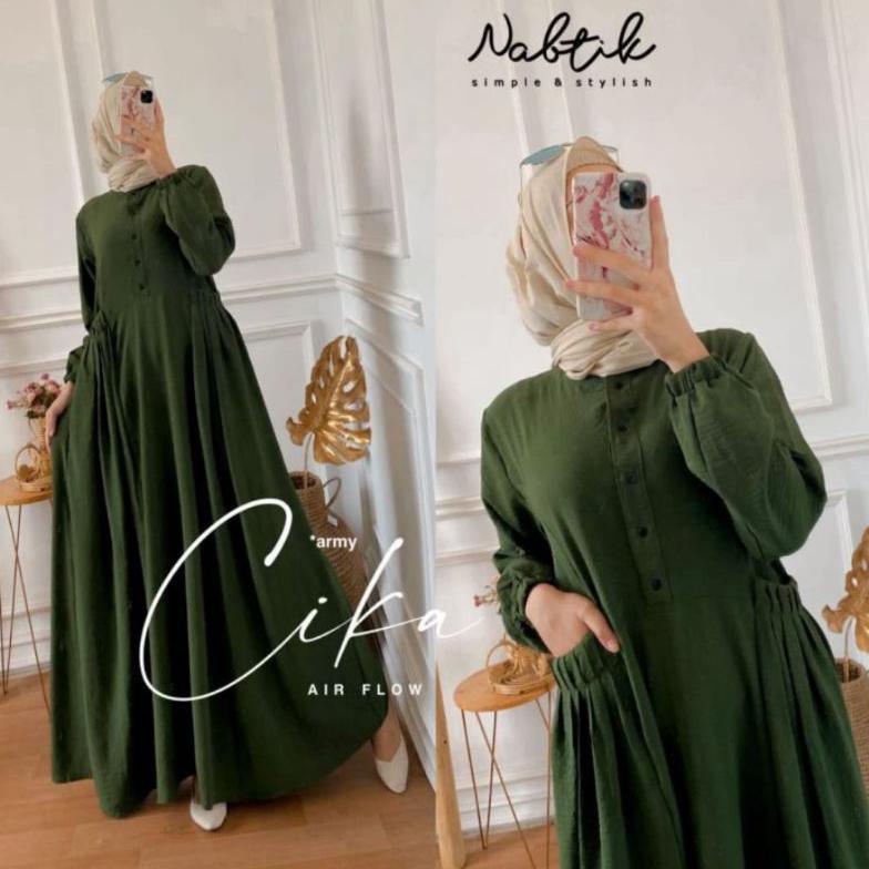 big promo gamis cika/ gamis cika nabtik/gamis polos/ gamis putih polos/gamis kringkle air flow/gamis