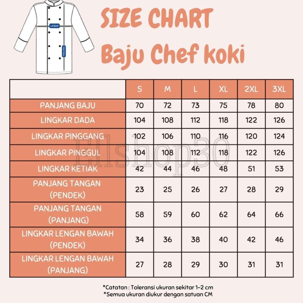 Premium Baju Koki Chef Jacket Lengan Pendek Seragam Koki Unisex Pria Wanita