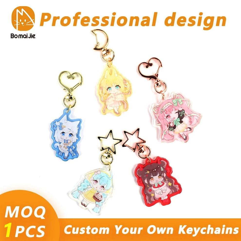 Bomaijie Custom Acrylic Keychain Cartoon Logo Key Chain Photo Customized Transparent Printing Design