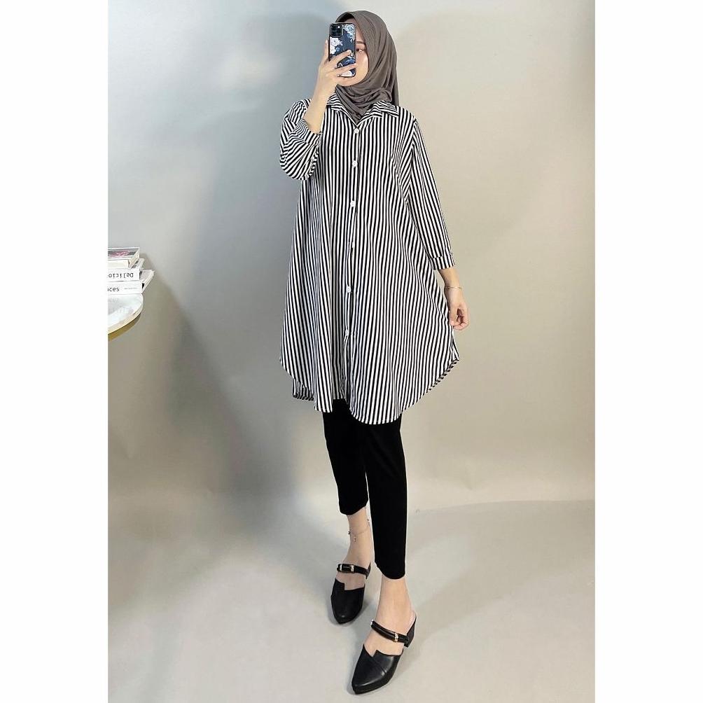 TERBARU TUNIK SALUR HITAM PUTIH DEWASA MONTYFASHION 137 TUNIK ATASAN