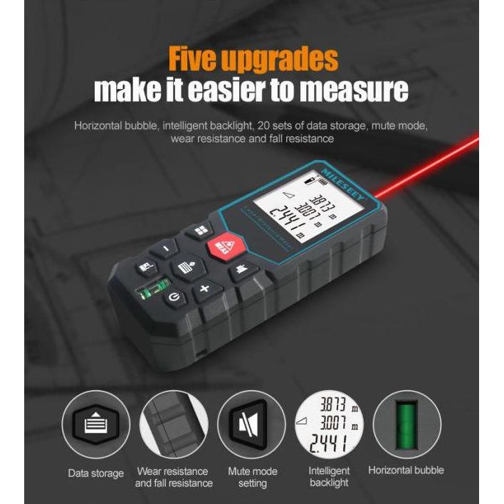 Mileseey Meteran Digital Laser X5 Laser Rangefinder Laser Distance Kualitas Terbaik Harga Termurah