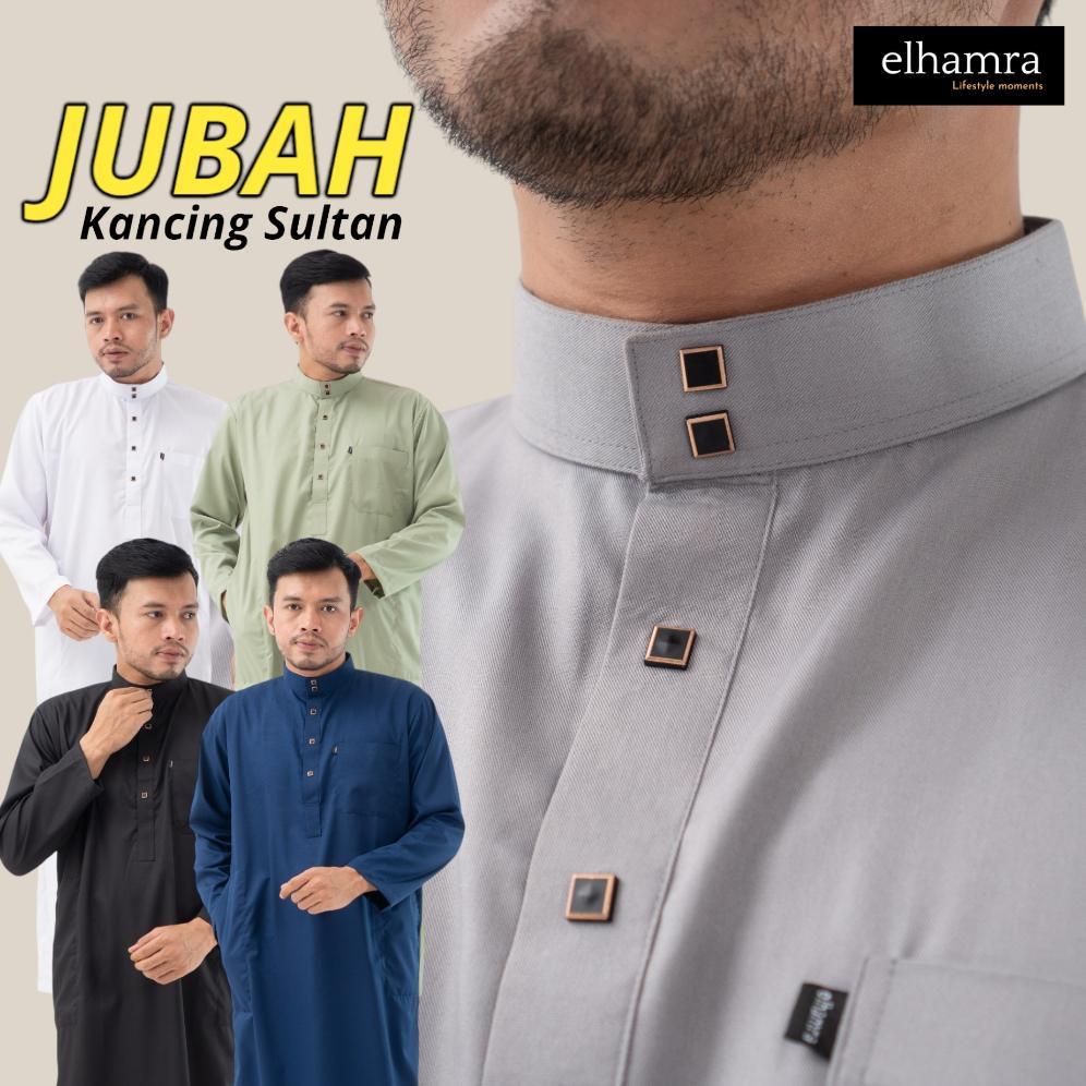 ORIGINAL ELHAMRA - JUBAH SLIMFIT DEWASA GAMIS PRIA KANCING SULTAN BAHAN TOYOBO M33B