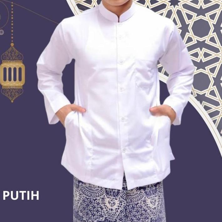 PREMIUM BAJU KOKO MODEL HABIB HAIBAH AMMU WARNA PUTIH POLOS TERSEDIA UKURAN JUMBO XXXXL BAJU KOKO BA