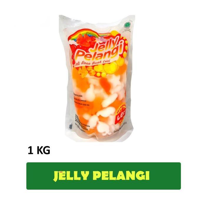 in_sellerjisa - jelly pelangi 1kg rainbow jelly 1 kg murah topping minuman rasa leci jeli rasa buah 