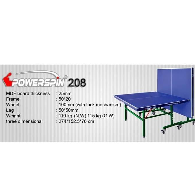 TERLARIS Meja Pingpong / Tenis Meja POWERSPIN 208 / Power Spin 208 (MDF 25 mm)