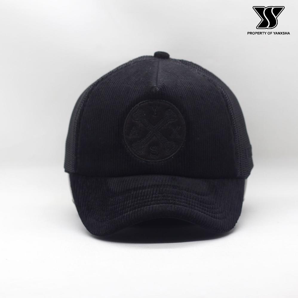 YANXSHA - TOPI VISOR PENDEK FULL BLACK BORDIR ORIGINAL PRIA WANITA DISTRO