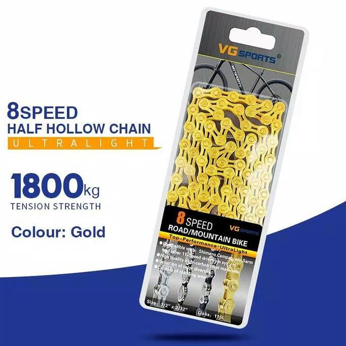 Rantai Sepeda GoLd VG Sport 8 Speed Not Shimano YBN KMC United Zrace