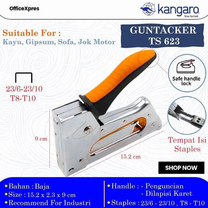 Momenttix- Stapler Tembak Gun Tacker / Guntacker Kangaro Ts 623