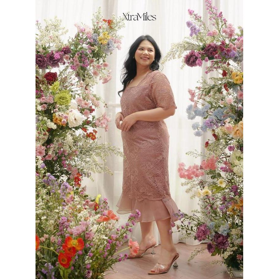 Promo Xtramiles - Candace Midi Dress 6 Colors | Gaun Pesta Wanita Big Size Jumbo LD Up to 130 cm XL 