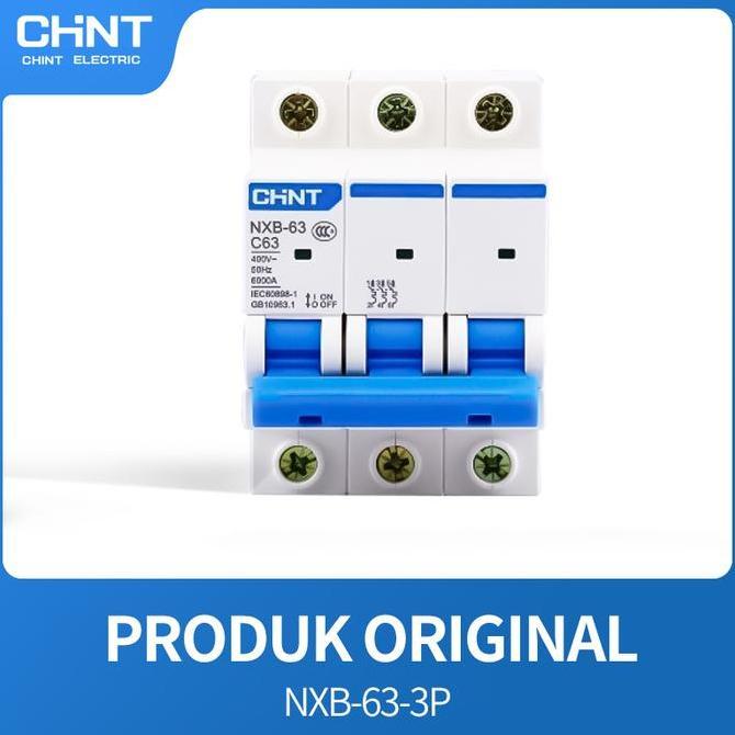 Momenttix- Chint Mcb Nxb-63 3P 6Ka 6A-40A Sni Kema Tuv  Panel Listrik Proteksi Beban Lebih Arus Pend