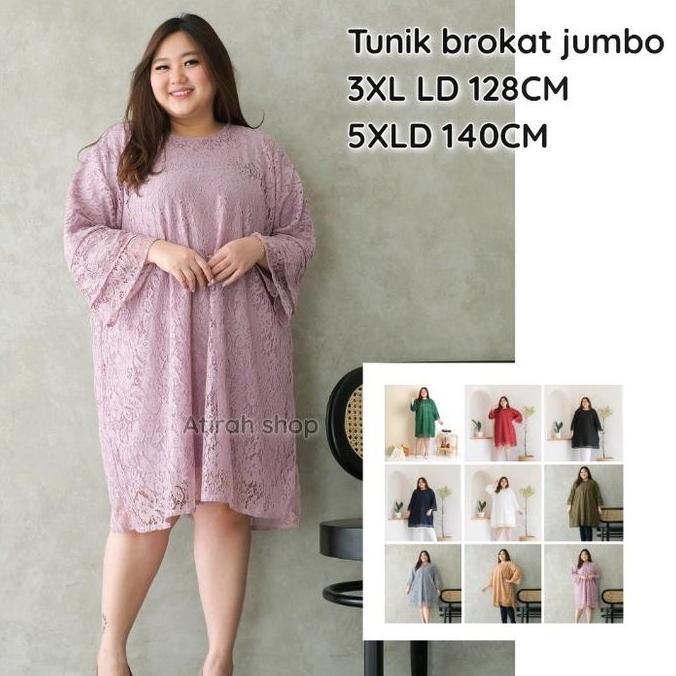 Promo tunik dress brokat jumbo LD130CM & 140CM Diskon