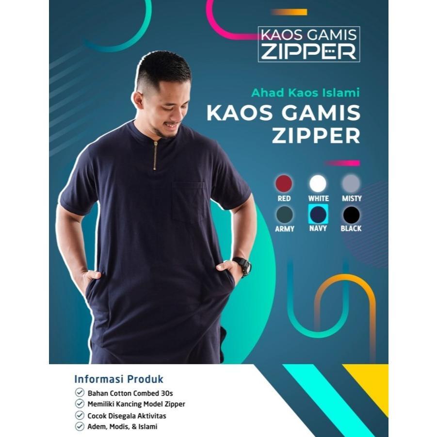 BEST SELLER ORIGINAL KAOS AHAD ISLAMI KAOS GAMIS ZIPPER - KAOS KURTA - KURTA PRIA - KURTA LENGAN PEN