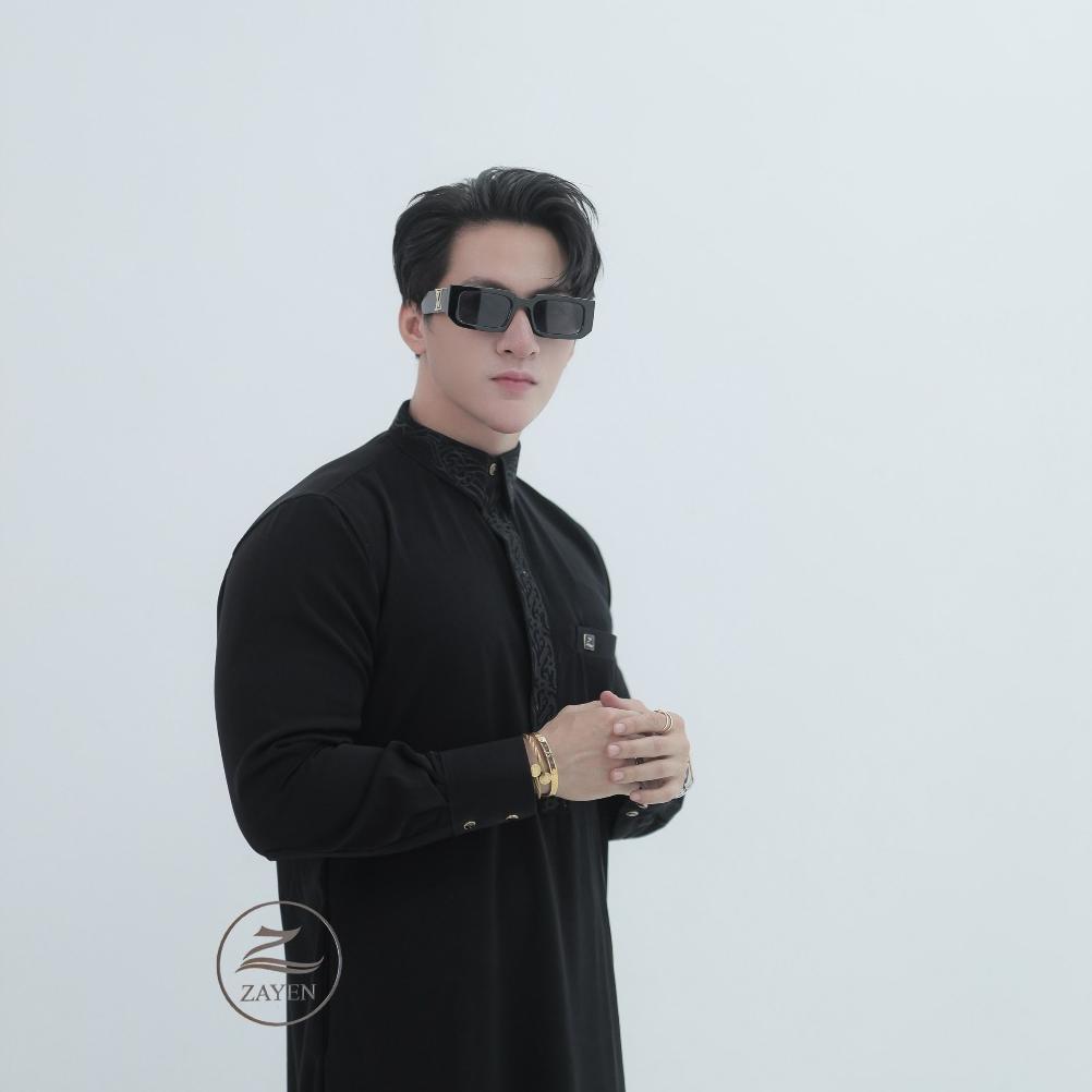 DISKON JUBAH SLIMFIT PRIA GAMIS PRIA SLIMFIT JUBAH ZAYEN HITAM KERAH DAUM KERAH KEMEJA BORDIR JUBAH 