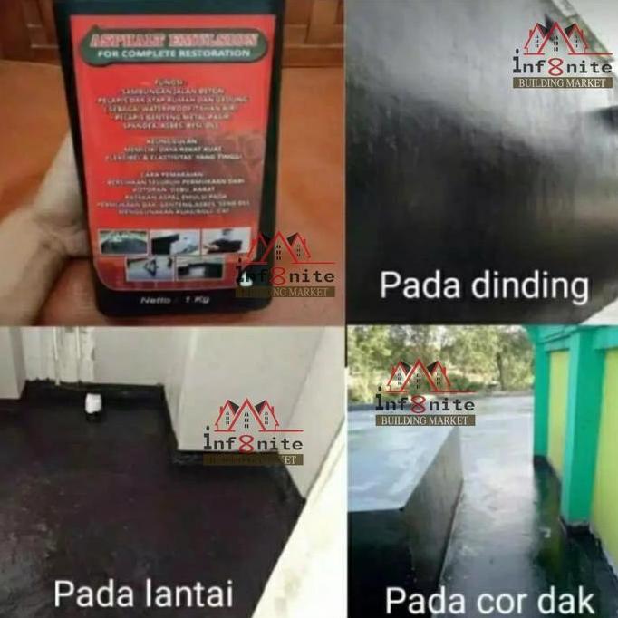 Cat- Aspal Cair Emulsion Hitam 5 Kg Anti Bocor Rembes Penambal Dak Beton Kolam Kamar Mandi Waterproo