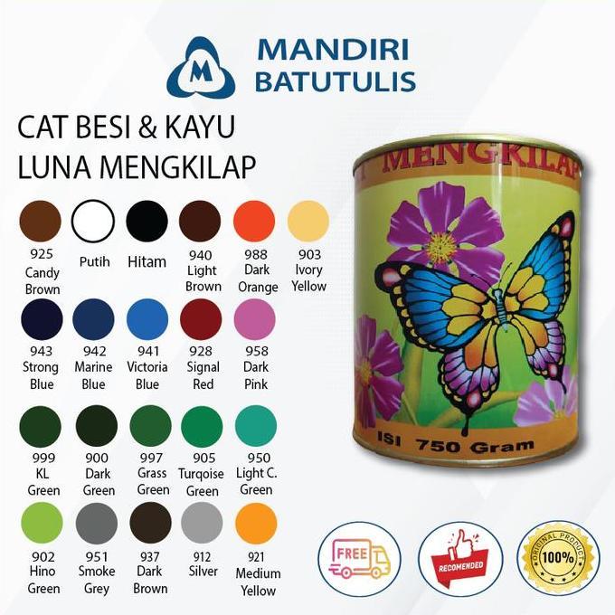 Cat- Cat Kayu Besi Mengkilap Luna Minyak 750Gram Cat Kaleng Hitam Putih 1Kg