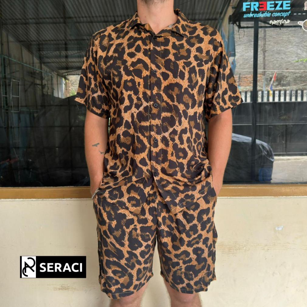 Grade Ori Seraci - One Set Kemeja Pria Dan Wanita Setelan Celana Pendek Hawaii Daily Outfit Pantai B